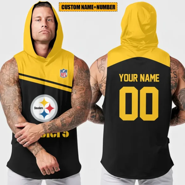 Pittsburgh Steelers Men's Workout Hooded Tank Top Summer Fitness Training Hoodie Sleeveless style 2025 AZHTT454