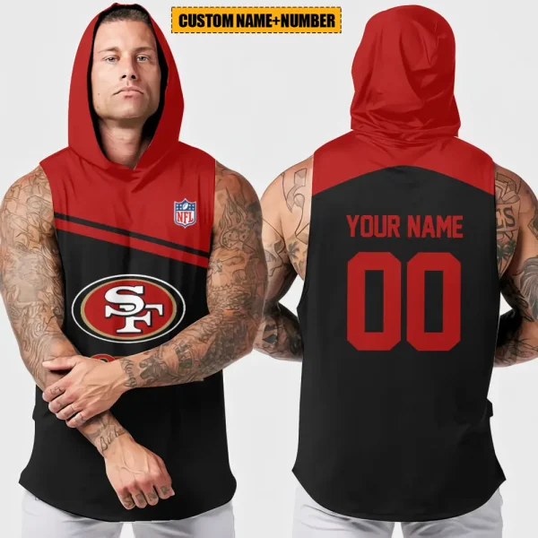 San Francisco 49ers Men's Workout Hooded Tank Top Summer Fitness Training Hoodie Sleeveless style 2025 AZHTT455
