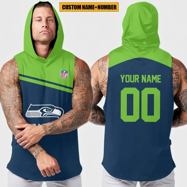Seattle Seahawks Men's Workout Hooded Tank Top Summer Fitness Training Hoodie Sleeveless style 2025 AZHTT456