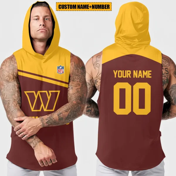 Washington Commanders Men's Workout Hooded Tank Top Summer Fitness Training Hoodie Sleeveless style 2025 AZHTT459