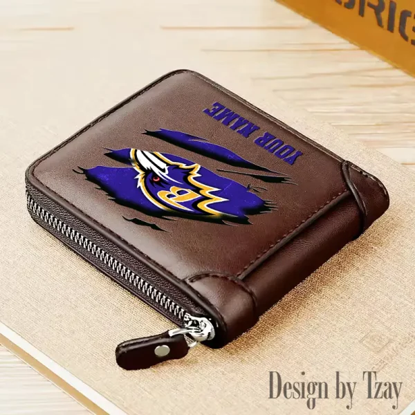 Baltimore Ravens Leather Men's Zipper Wallet Trending 2025 SPTLMZWALLET003