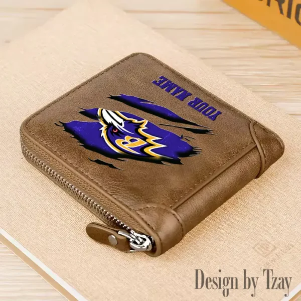 Baltimore Ravens Leather Men's Zipper Wallet Trending 2025 SPTLMZWALLET003 - Image 3
