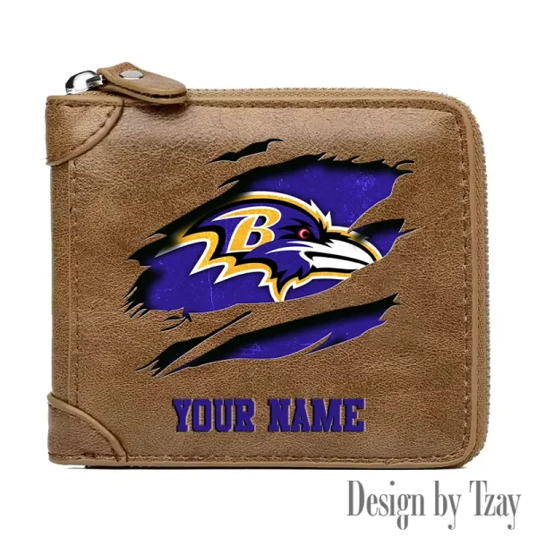 Baltimore Ravens Leather Men's Zipper Wallet Trending 2025 SPTLMZWALLET003 - Image 4