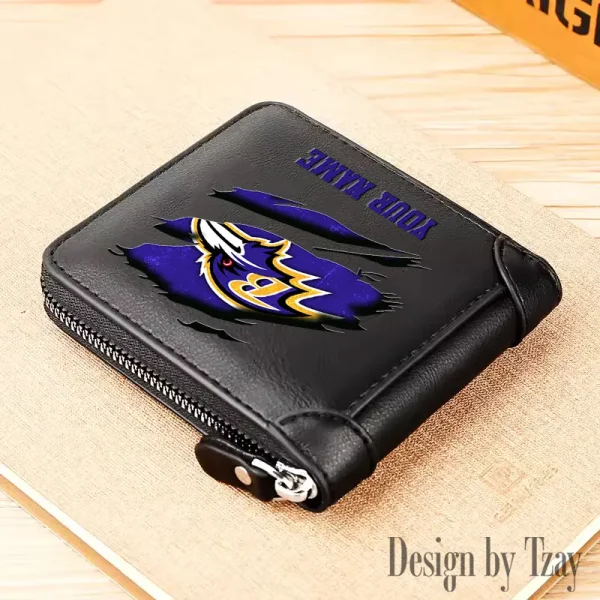 Baltimore Ravens Leather Men's Zipper Wallet Trending 2025 SPTLMZWALLET003 - Image 5
