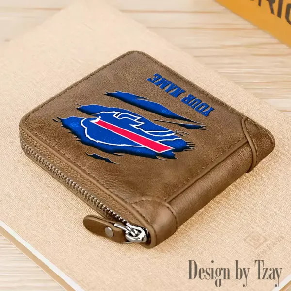 Buffalo Bills Leather Men's Zipper Wallet Trending 2025 SPTLMZWALLET004
