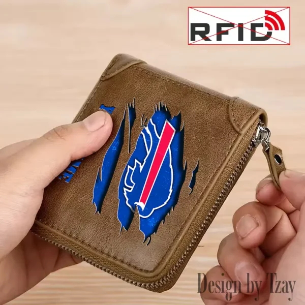 Buffalo Bills Leather Men's Zipper Wallet Trending 2025 SPTLMZWALLET004 - Image 2