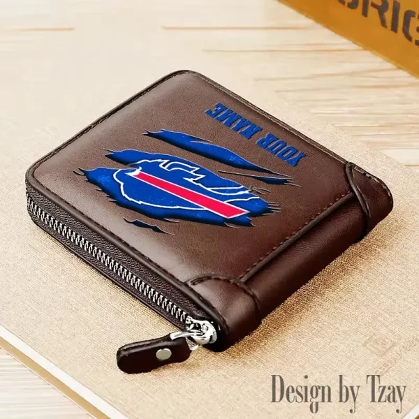 Buffalo Bills Leather Men's Zipper Wallet Trending 2025 SPTLMZWALLET004 - Image 3