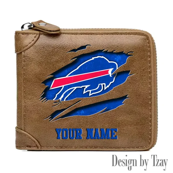 Buffalo Bills Leather Men's Zipper Wallet Trending 2025 SPTLMZWALLET004 - Image 4