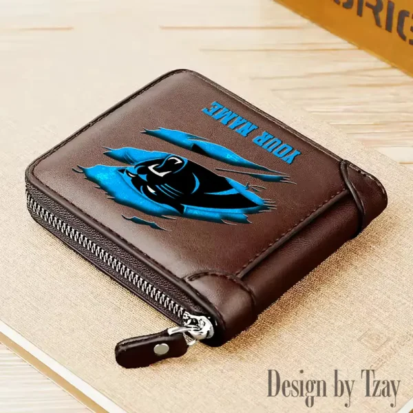 Carolina Panthers Leather Men's Zipper Wallet Trending 2025 SPTLMZWALLET005 - Image 3