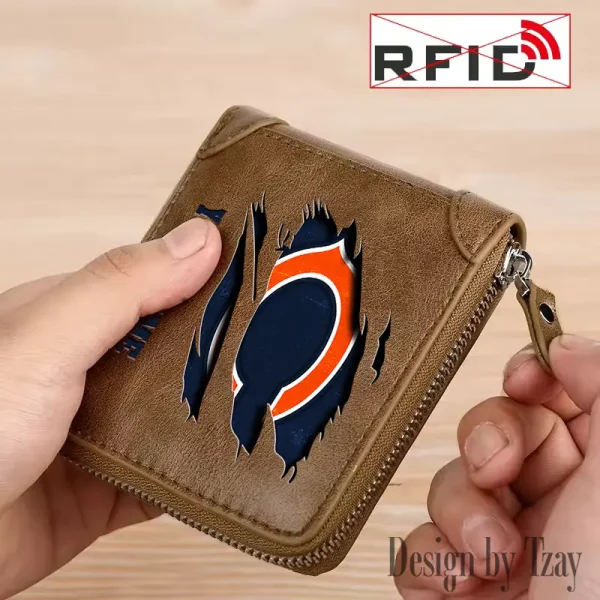 Chicago Bears Leather Men's Zipper Wallet Trending 2025 SPTLMZWALLET006 - Image 2