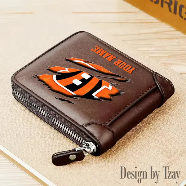 Cincinnati Bengals Leather Men's Zipper Wallet Trending 2025 SPTLMZWALLET007