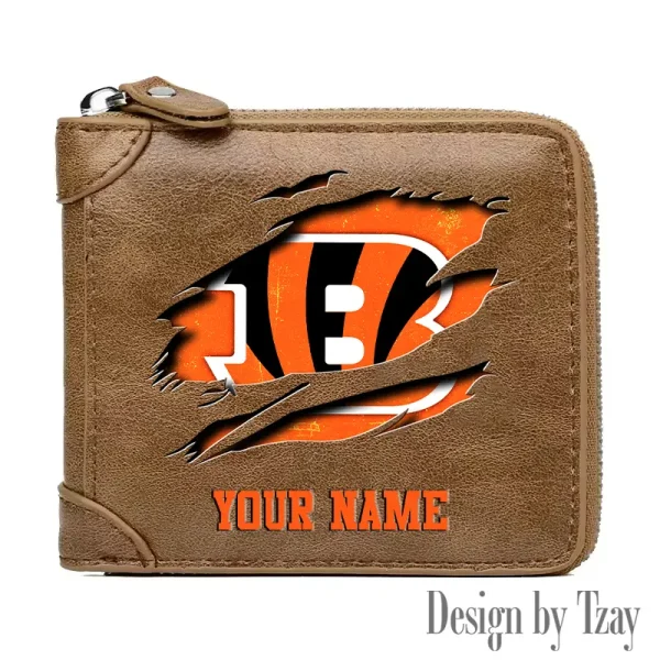 Cincinnati Bengals Leather Men's Zipper Wallet Trending 2025 SPTLMZWALLET007 - Image 4