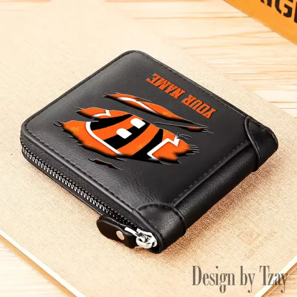 Cincinnati Bengals Leather Men's Zipper Wallet Trending 2025 SPTLMZWALLET007 - Image 5