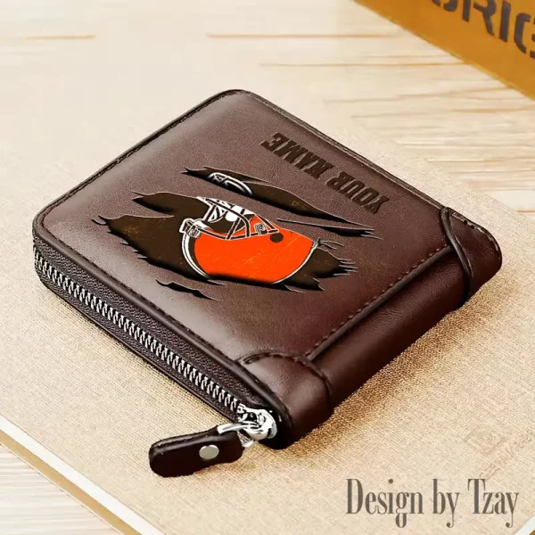 Cleveland Browns Leather Men's Zipper Wallet Trending 2025 SPTLMZWALLET008