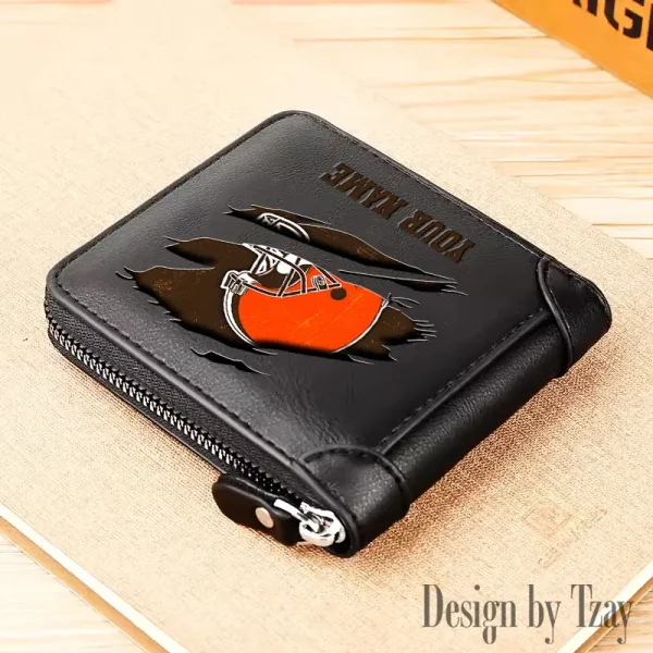 Cleveland Browns Leather Men's Zipper Wallet Trending 2025 SPTLMZWALLET008 - Image 4