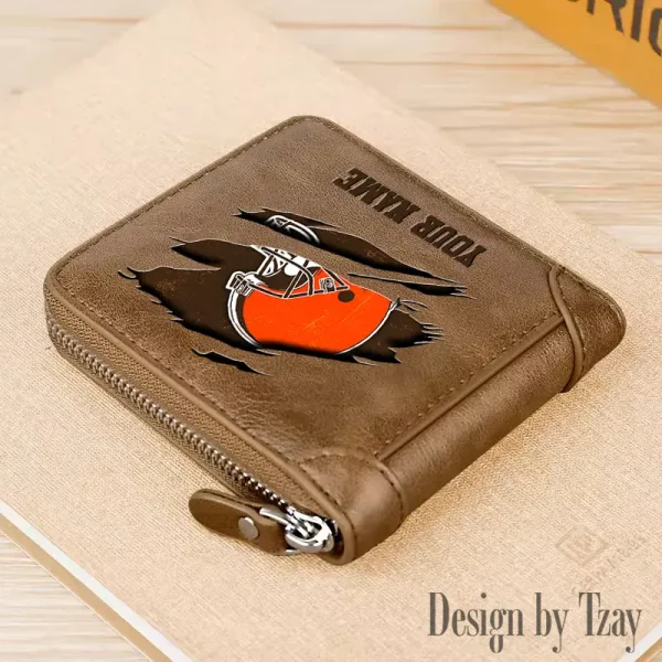 Cleveland Browns Leather Men's Zipper Wallet Trending 2025 SPTLMZWALLET008 - Image 5