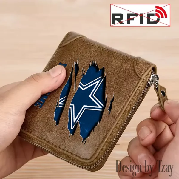 Dallas Cowboys Leather Men's Zipper Wallet Trending 2025 SPTLMZWALLET009 - Image 3