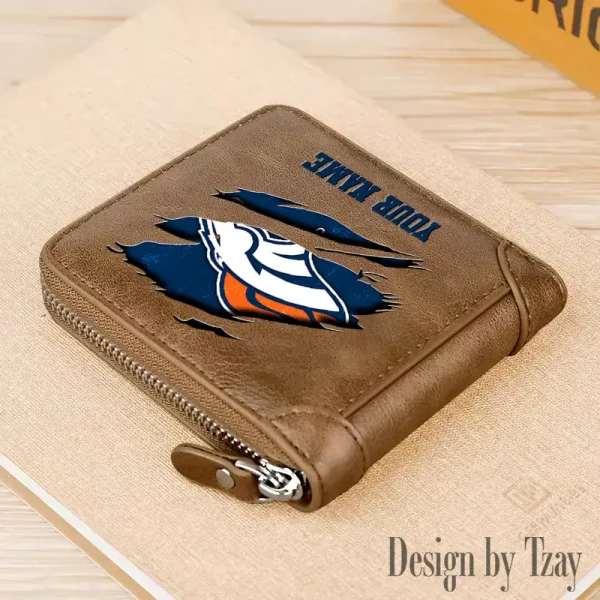 Denver Broncos Leather Men's Zipper Wallet Trending 2025 SPTLMZWALLET010 - Image 3