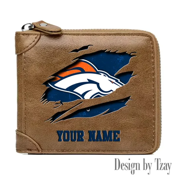Denver Broncos Leather Men's Zipper Wallet Trending 2025 SPTLMZWALLET010 - Image 4
