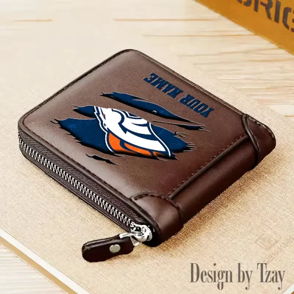 Denver Broncos Leather Men's Zipper Wallet Trending 2025 SPTLMZWALLET010