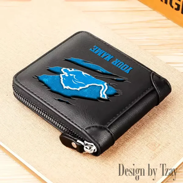 Detroit Lions Leather Men's Zipper Wallet Trending 2025 SPTLMZWALLET011