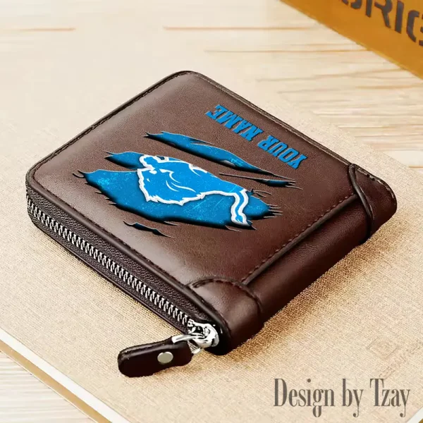 Detroit Lions Leather Men's Zipper Wallet Trending 2025 SPTLMZWALLET011 - Image 2