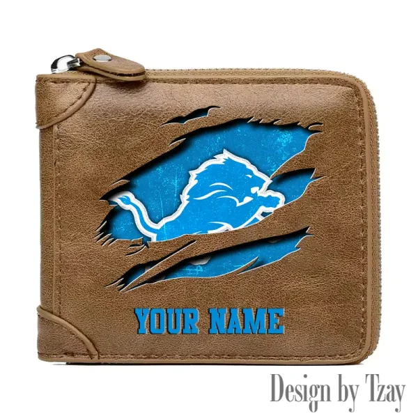 Detroit Lions Leather Men's Zipper Wallet Trending 2025 SPTLMZWALLET011 - Image 3