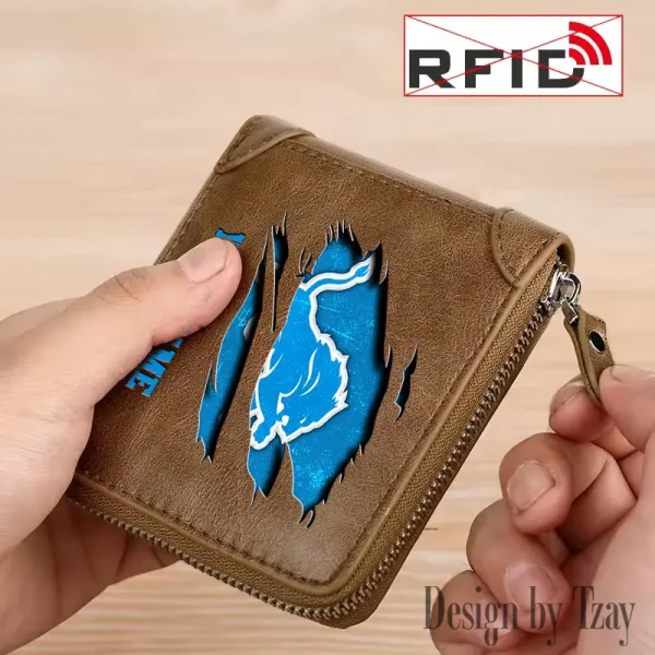 Detroit Lions Leather Men's Zipper Wallet Trending 2025 SPTLMZWALLET011 - Image 4