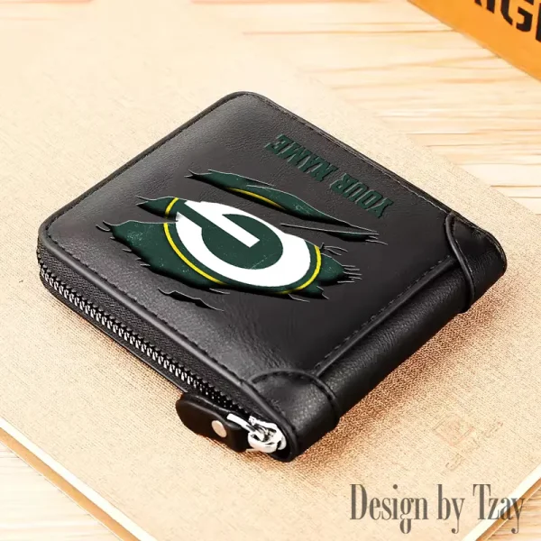Green Bay Packers Leather Men's Zipper Wallet Trending 2025 SPTLMZWALLET012 - Image 2