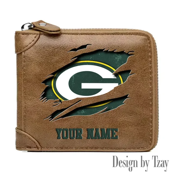 Green Bay Packers Leather Men's Zipper Wallet Trending 2025 SPTLMZWALLET012 - Image 3