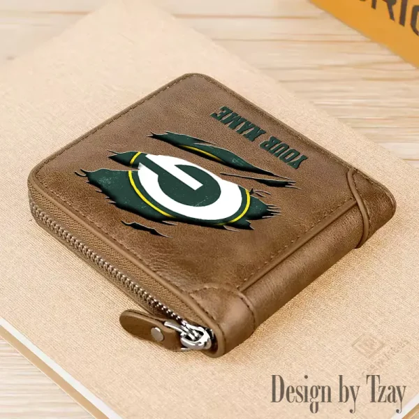 Green Bay Packers Leather Men's Zipper Wallet Trending 2025 SPTLMZWALLET012 - Image 4