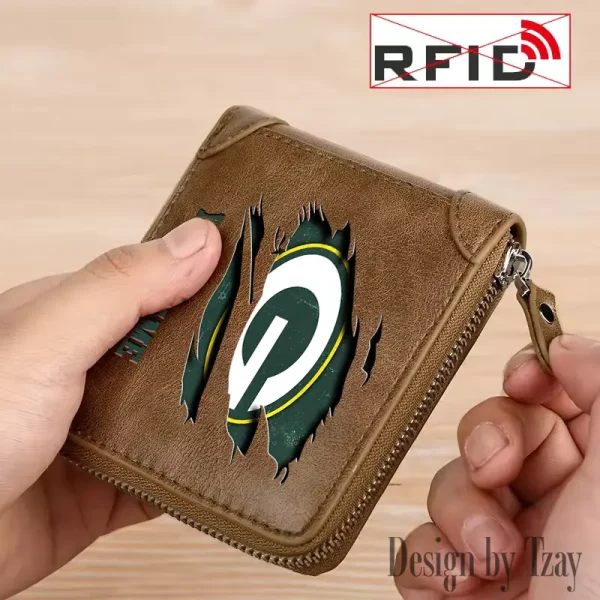 Green Bay Packers Leather Men's Zipper Wallet Trending 2025 SPTLMZWALLET012 - Image 5