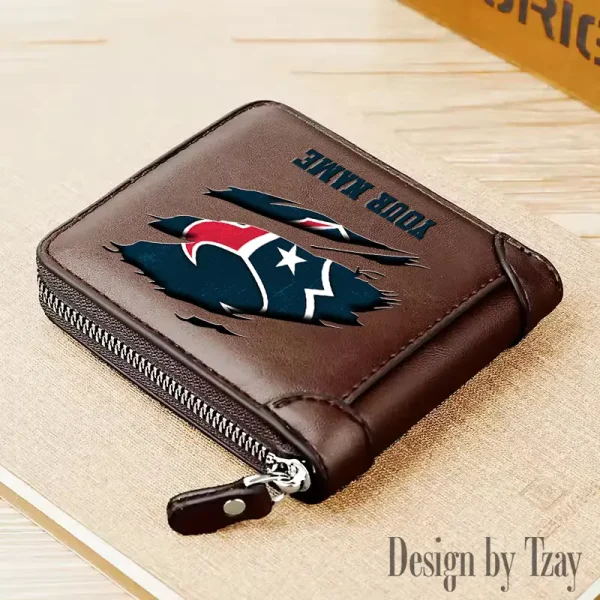 Houston Texans Leather Men's Zipper Wallet Trending 2025 SPTLMZWALLET013