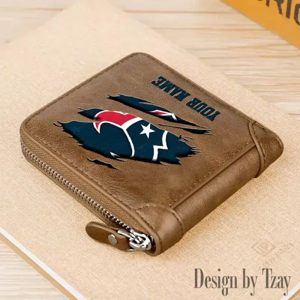 Houston Texans Leather Men's Zipper Wallet Trending 2025 SPTLMZWALLET013 - Image 5