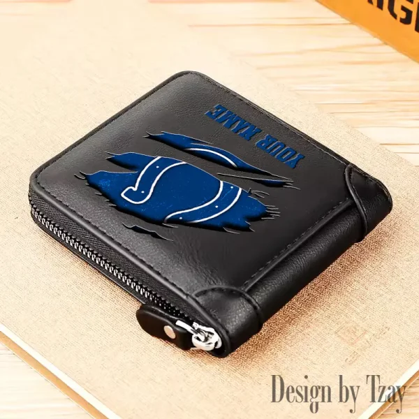 Indianapolis Colts Leather Men's Zipper Wallet Trending 2025 SPTLMZWALLET014 - Image 2