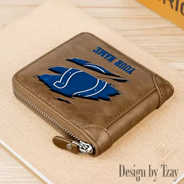 Indianapolis Colts Leather Men's Zipper Wallet Trending 2025 SPTLMZWALLET014 - Image 5