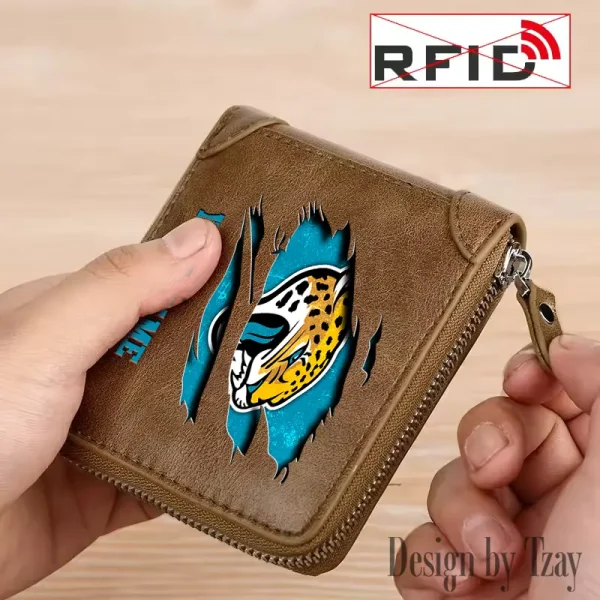 Jacksonville Jaguars Leather Men's Zipper Wallet Trending 2025 SPTLMZWALLET015 - Image 2