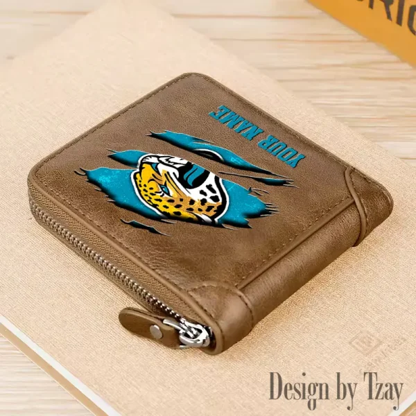 Jacksonville Jaguars Leather Men's Zipper Wallet Trending 2025 SPTLMZWALLET015 - Image 3
