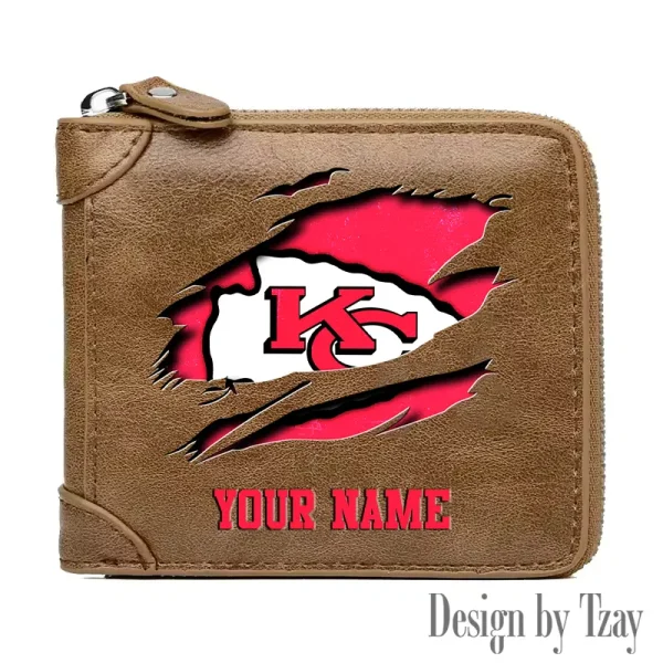 Kansas City Chiefs Leather Men's Zipper Wallet Trending 2025 SPTLMZWALLET016 - Image 2