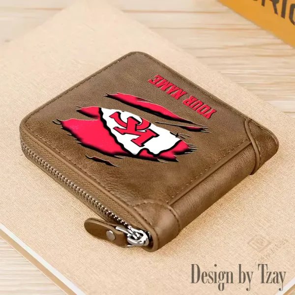 Kansas City Chiefs Leather Men's Zipper Wallet Trending 2025 SPTLMZWALLET016 - Image 3