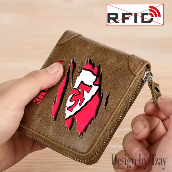 Kansas City Chiefs Leather Men's Zipper Wallet Trending 2025 SPTLMZWALLET016 - Image 5