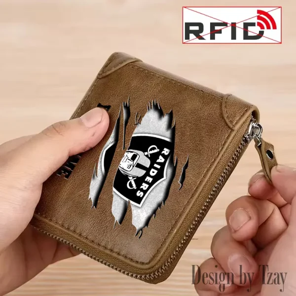 Las Vegas Raiders Leather Men's Zipper Wallet Trending 2025 SPTLMZWALLET017 - Image 2