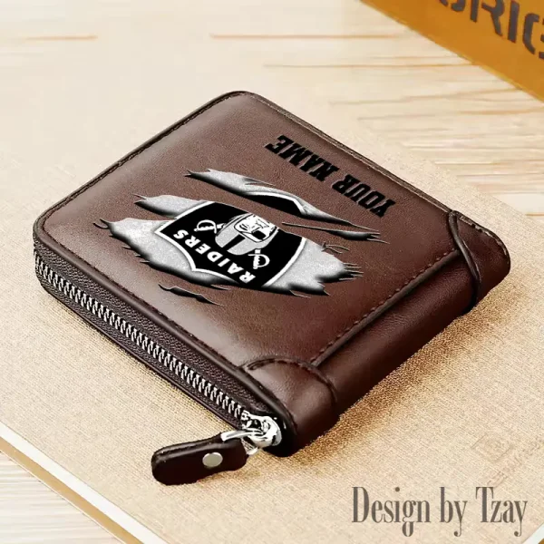 Las Vegas Raiders Leather Men's Zipper Wallet Trending 2025 SPTLMZWALLET017