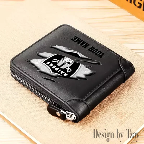 Las Vegas Raiders Leather Men's Zipper Wallet Trending 2025 SPTLMZWALLET017 - Image 4