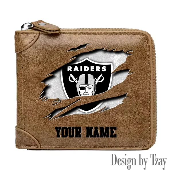Las Vegas Raiders Leather Men's Zipper Wallet Trending 2025 SPTLMZWALLET017 - Image 5