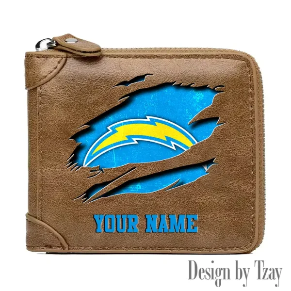 Los Angeles Chargers Leather Men's Zipper Wallet Trending 2025 SPTLMZWALLET018 - Image 2