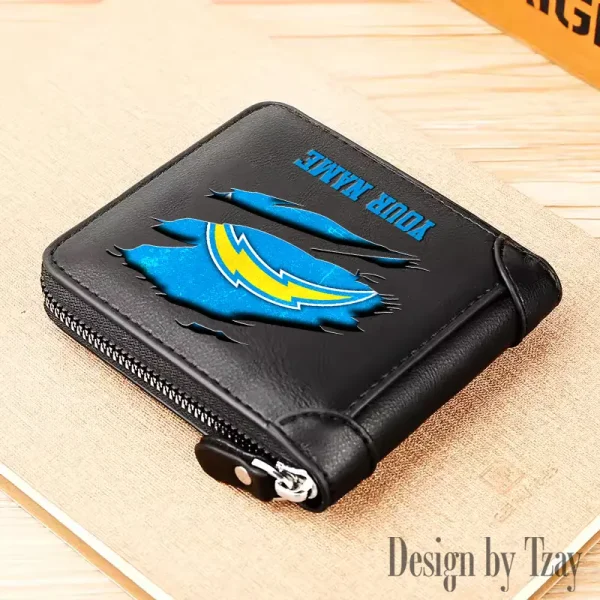 Los Angeles Chargers Leather Men's Zipper Wallet Trending 2025 SPTLMZWALLET018 - Image 3