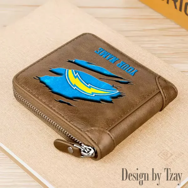 Los Angeles Chargers Leather Men's Zipper Wallet Trending 2025 SPTLMZWALLET018 - Image 4