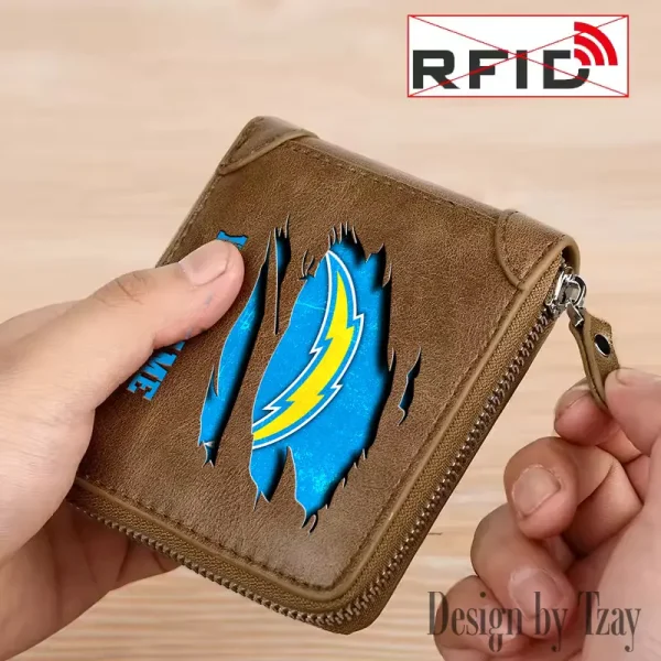 Los Angeles Chargers Leather Men's Zipper Wallet Trending 2025 SPTLMZWALLET018 - Image 5