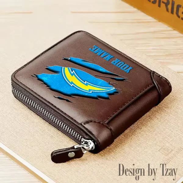 Los Angeles Chargers Leather Men's Zipper Wallet Trending 2025 SPTLMZWALLET018